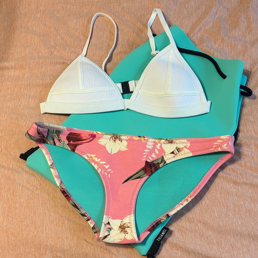 Triangl Swimwear White and Pink Floral Bikini